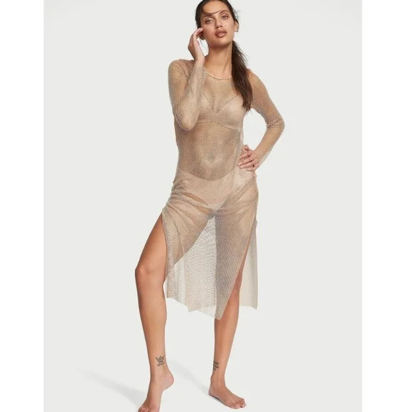 New!Victoria's Secret Shine Mesh‎ Long Slip  Dress - Picture 4 of 9